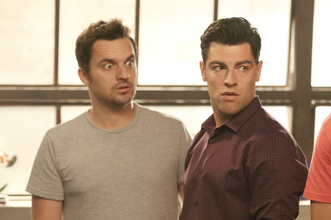 Max Greenfield and Jake Johnson in a scene together both looking in different directions Max Greenfield and Jake Johnson in 'New Girl'Credit: Fox