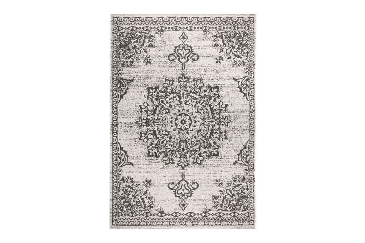 Nicole Miller Medallion Oriental Gray/Black Indoor/Outdoor Area Rug Credit: Wayfair