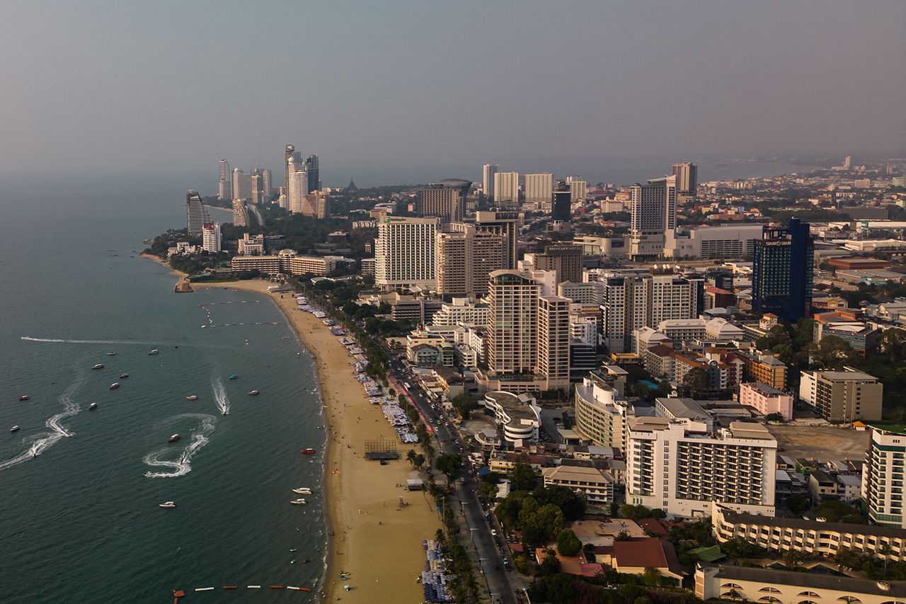 Buildings beyond a beach in Pattaya, Thailand Andre Malerba/Bloomberg via Getty