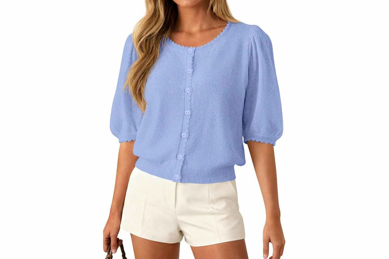 PRETTYGARDEN Puff Short Sleeve Cardigan Amazon