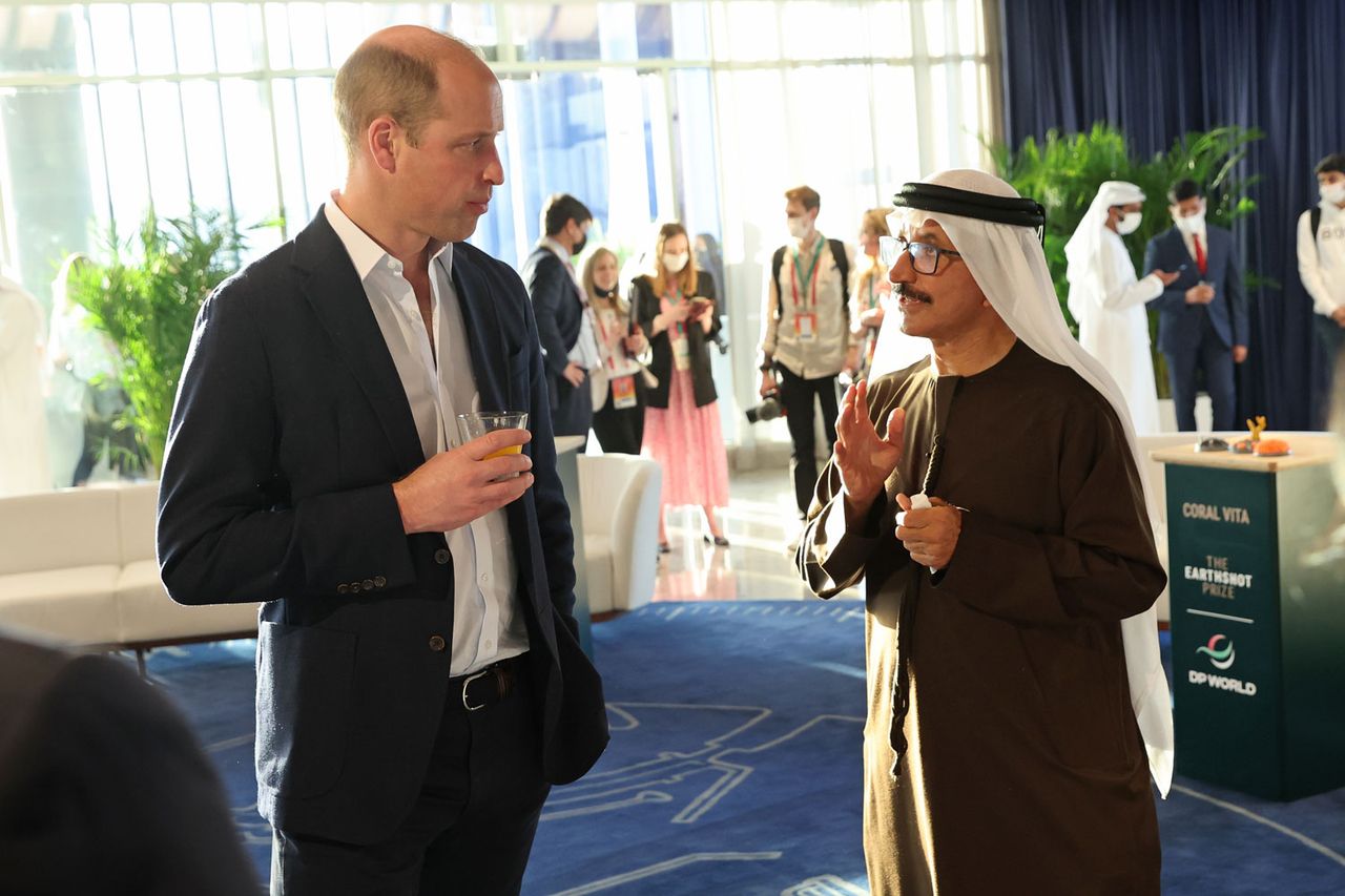 Prince William speaks with Sultan Ahmed bin Sulayem during The Earthshot Prize Innovation Showcase in Dubai on Feb. 10, 2022 Chris Jackson - Pool/Getty