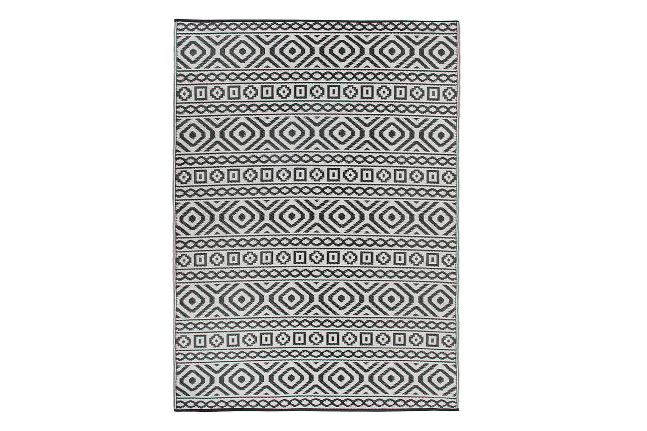 Rectangle Isael Geometric Black/Ivory Indoor & Outdoor Area Rug Credit: Wayfair
