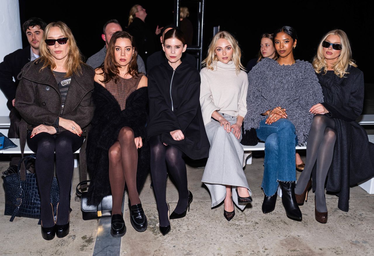 Chloe Sevigny, Aubrey Plaza, Kate Mara, AnnaSophia Robb, Natalia Bryant and Elsa Hosk attend 7 For All Mankind fashion show during February 2026 New York Fashion Week at the Starrett-Lehigh Building on February 13, 2026 in New York City. Chloe Sevigny, Aubrey Plaza, Kate Mara, AnnaSophia Robb, Natalia Bryant and Elsa Hosk. TheStewartofNY/Getty