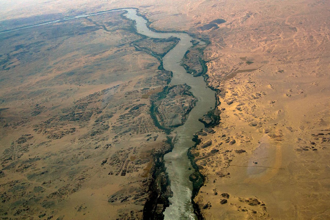 An aerial view of the Nile river in north Sudan near of the city of Dongola Getty