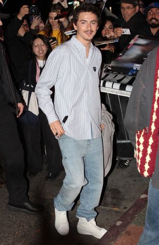 Timothee Chalamet greets fans as he arrives for a Q & A at the Los Feliz 3 Theatre Timothee Chalamet Melanie Miller / BACKGRID