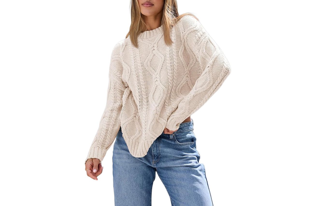 Trendy Queen Oversized Cable Knit Crewneck Sweater Amazon