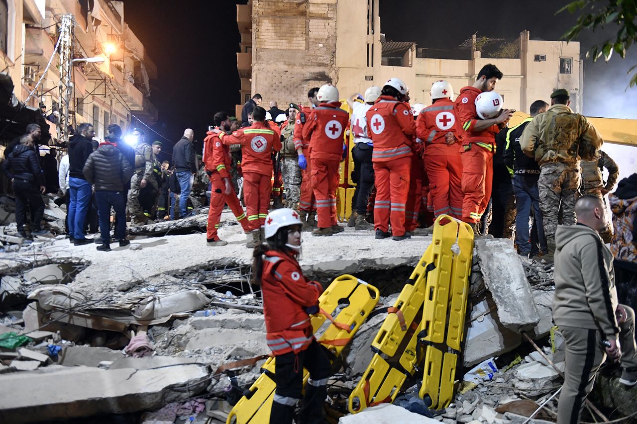 The site of the building collapse in Tripoli, Lebanon on February 8, 2026 Houssam Shbaro/Anadolu via Getty