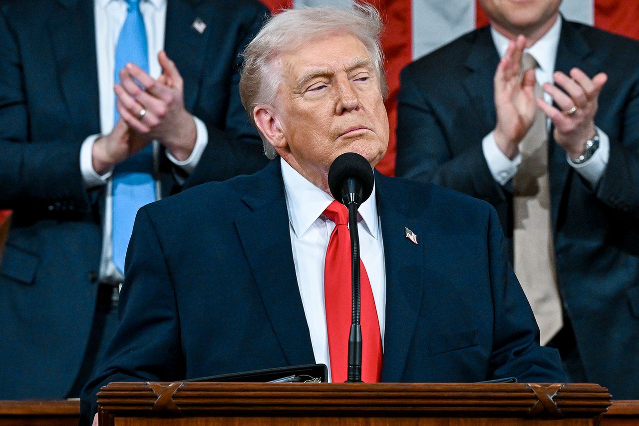U.S. President Donald Trump delivers the State of the Union address during a joint session of Congress in the House Chamber at the Capitol on February 24, 2026 in Washington, DC. President Donald Trump during the State of the Union on Feb. 24Credit: Kenny Holston-Pool/Getty