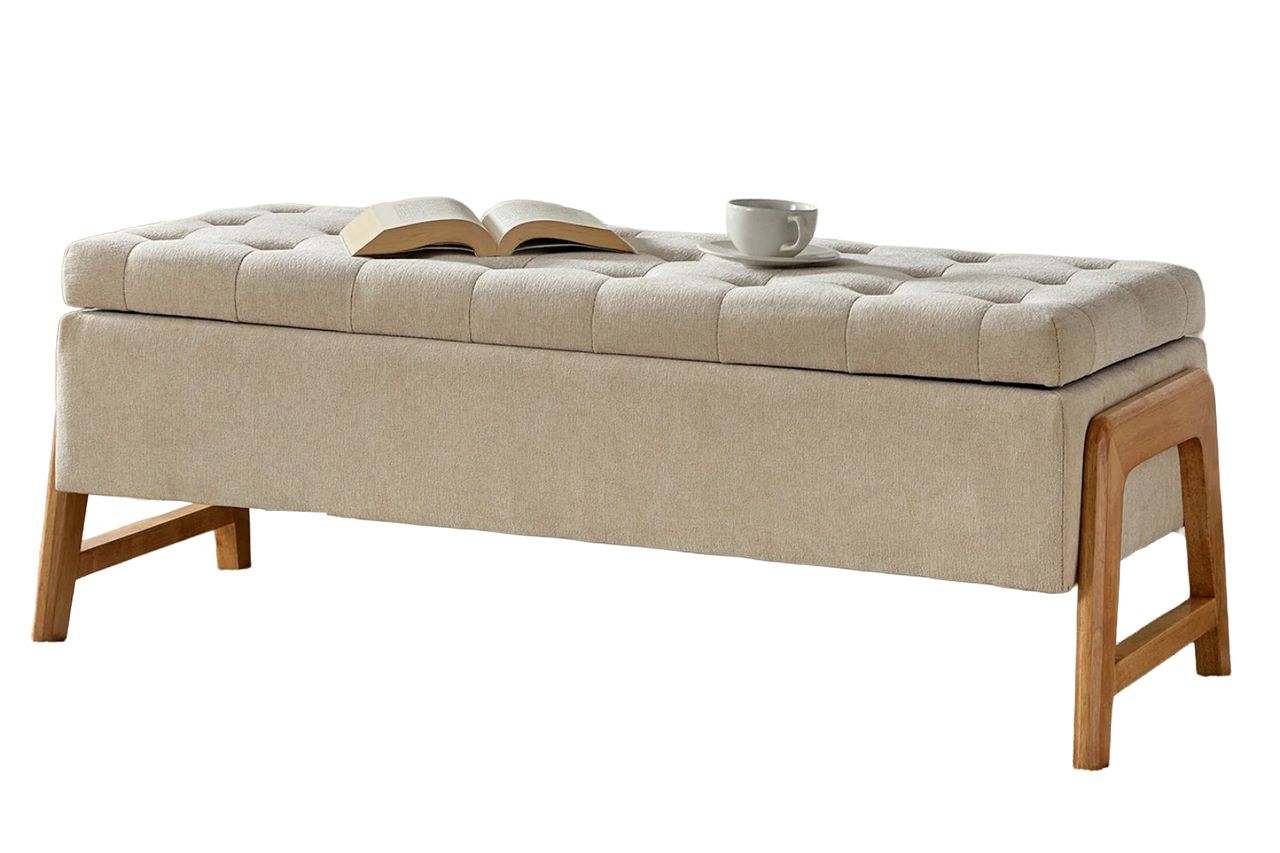 Wade Logan Brentlinger 496 Mid Century Modern Upholstered Storage Credit: Wayfair