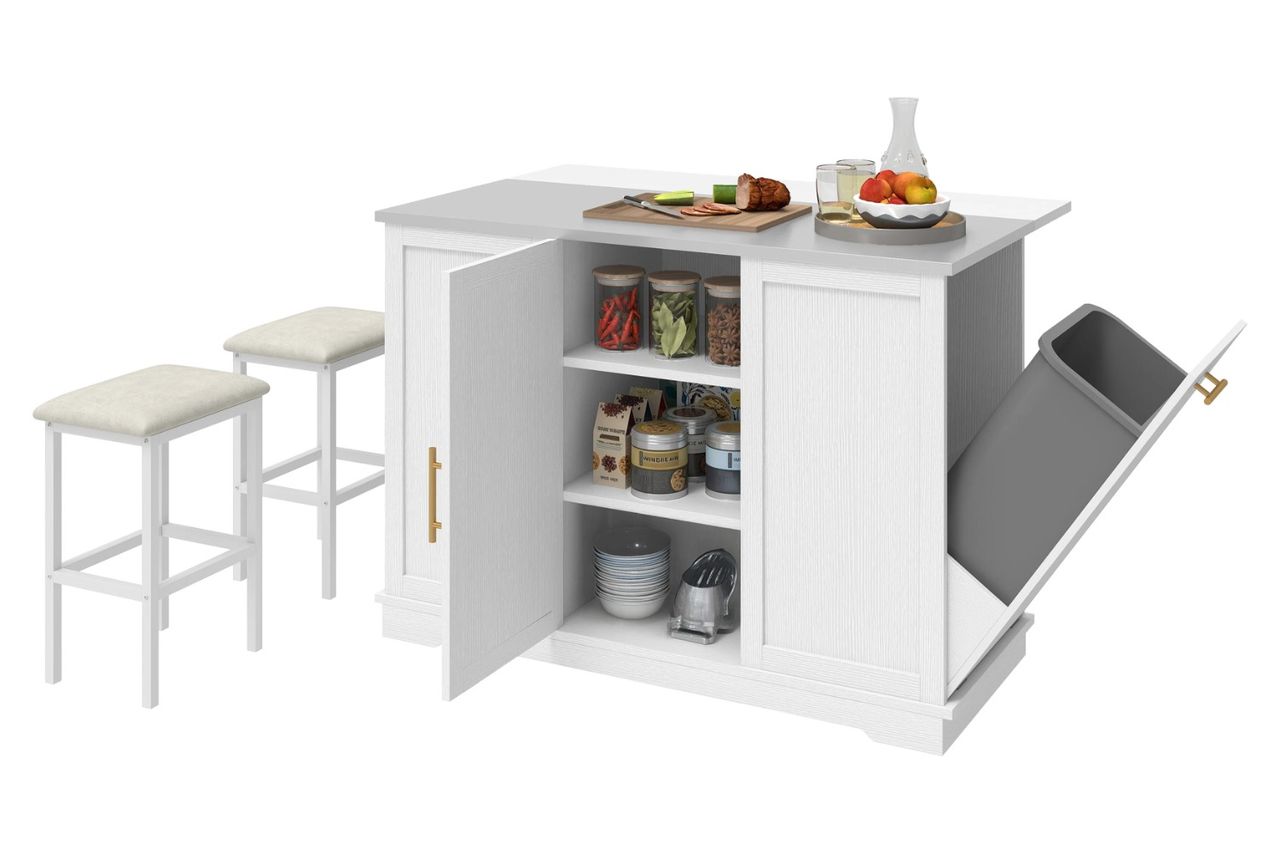 Winston Porter Kitchen Island With Drop Leaf Seatings Credit: Wayfair