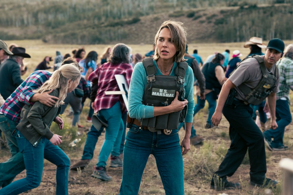 "Piya Wiconi" -- Kayce Dutton reunites with an old SEAL teammate and aids his Marshal unit in hunting down a bomber targeting Broken Rock Reservation. The trail leads to a dangerous encounter with an armed anti-government militia on the series premiere of MARSHALS, Sunday, March 1 (8:00-9:00 PM, ET/PT).  Pictured: Arielle Kebbel as Belle. Photo: Sonja Flemming/CBS ©2025 CBS Broadcasting, Inc. All Rights Reserved.