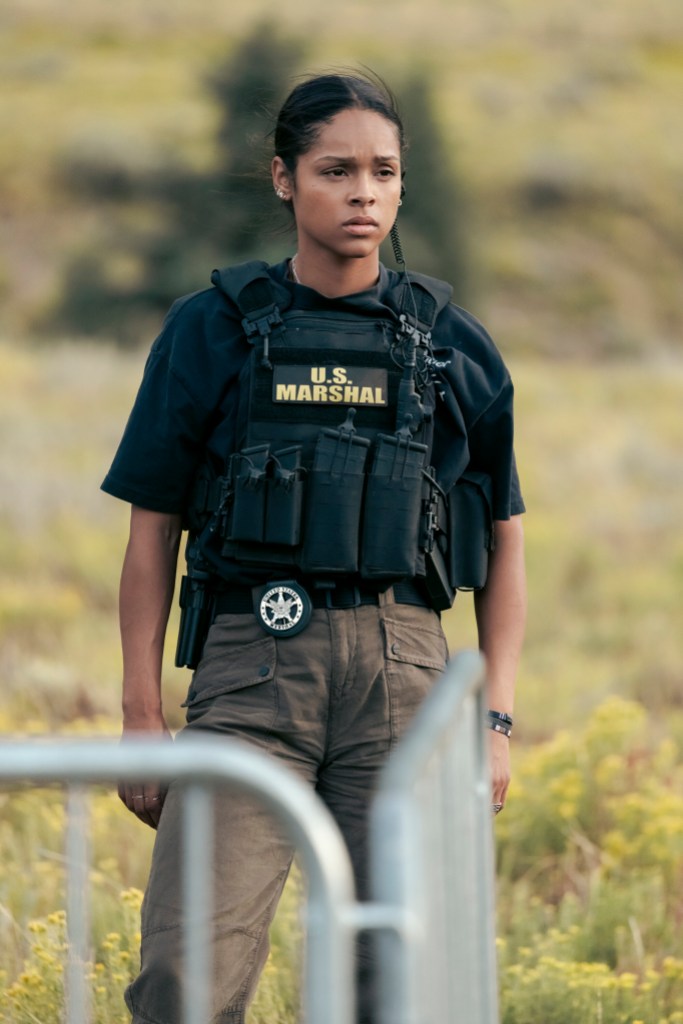 "Piya Wiconi" -- Kayce Dutton reunites with an old SEAL teammate and aids his Marshal unit in hunting down a bomber targeting Broken Rock Reservation. The trail leads to a dangerous encounter with an armed anti-government militia on the series premiere of MARSHALS, Sunday, March 1 (8:00-9:00 PM, ET/PT).  Pictured: Ash Santos as Andrea. Photo: Sonja Flemming/CBS ©2025 CBS Broadcasting, Inc. All Rights Reserved.