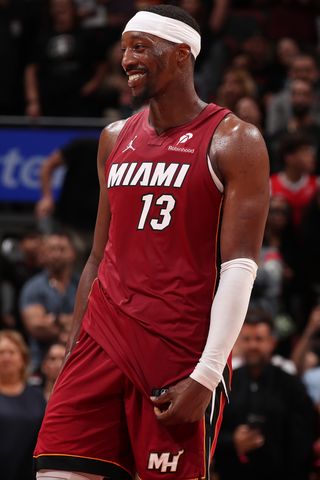 Bam Adebayo #13 of the Miami Heat smiles during his historic 83-point game on March 10, 2026.Credit: Issac Baldizon/NBAE via Getty