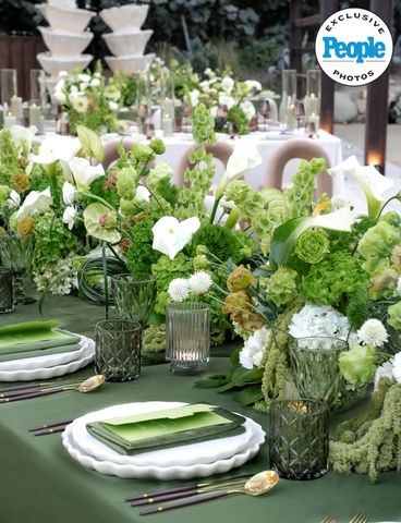 Tablescape at C.J. Uzomah and Yasmin Quintana's wedding receptionCredit: Dryden & Emily