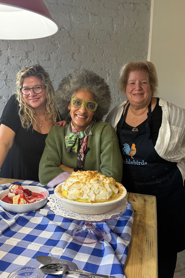 Hall (center) with Micheline and Cathy MendelsohnCredit: Aviva Goldfarb