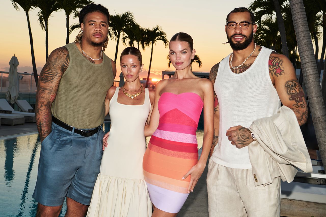 Chase Young, Delilah Belle Hamlin, Daphne Groeneveld and Montez SweatCredit: Express x bebe