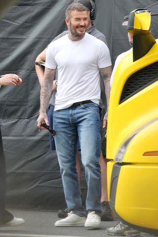 David Beckham is spotted on set of a Lays Potato Chip commercial in Los Angeles David BeckhamCredit: TheImageDirect.com