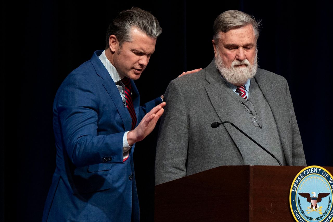 Defense Secretary Pete Hegseth with pastor Doug Wilson at the PentagonCredit: DOW Rapid Response/X