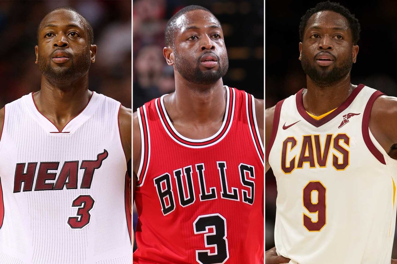 Dwyane Wade played for the Miami Heat, Chicago Bulls and Cleveland Cavaliers throughout his accomplished NBA career.Credit: Mike Ehrmann/Getty; Sam Forencich/NBAE via Getty; David E. Klutho /Sports Illustrated via Getty