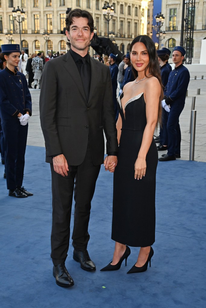 PARIS, FRANCE - JUNE 23: John Mulaney and Olivia Munn attend Vogue World: Paris at Place Vendome on June 23, 2024 in Paris, France. (Photo by Dave Benett/Getty Images)