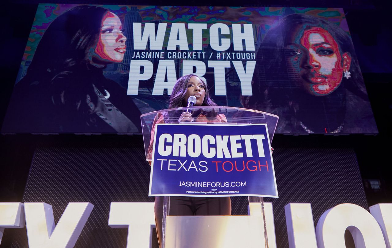 Jasmine Crockett speaking at an event in Dallas, Texas, on March, 3, 2026Credit: Dylan Hollingsworth/Bloomberg via Getty