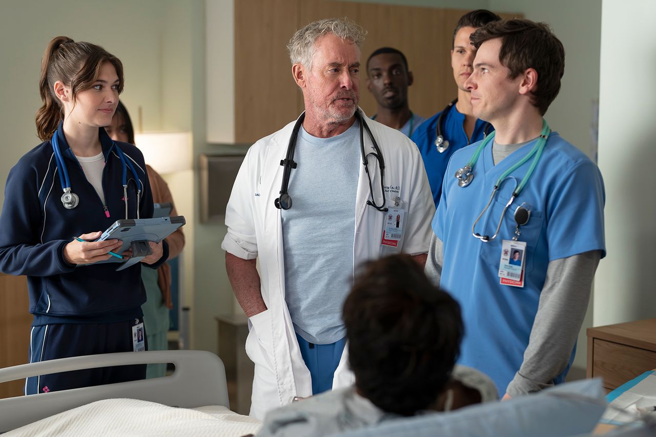 John C. McGinley (center) in a 'Scrubs' scene (2001)Credit: Disney/Darko Sikman