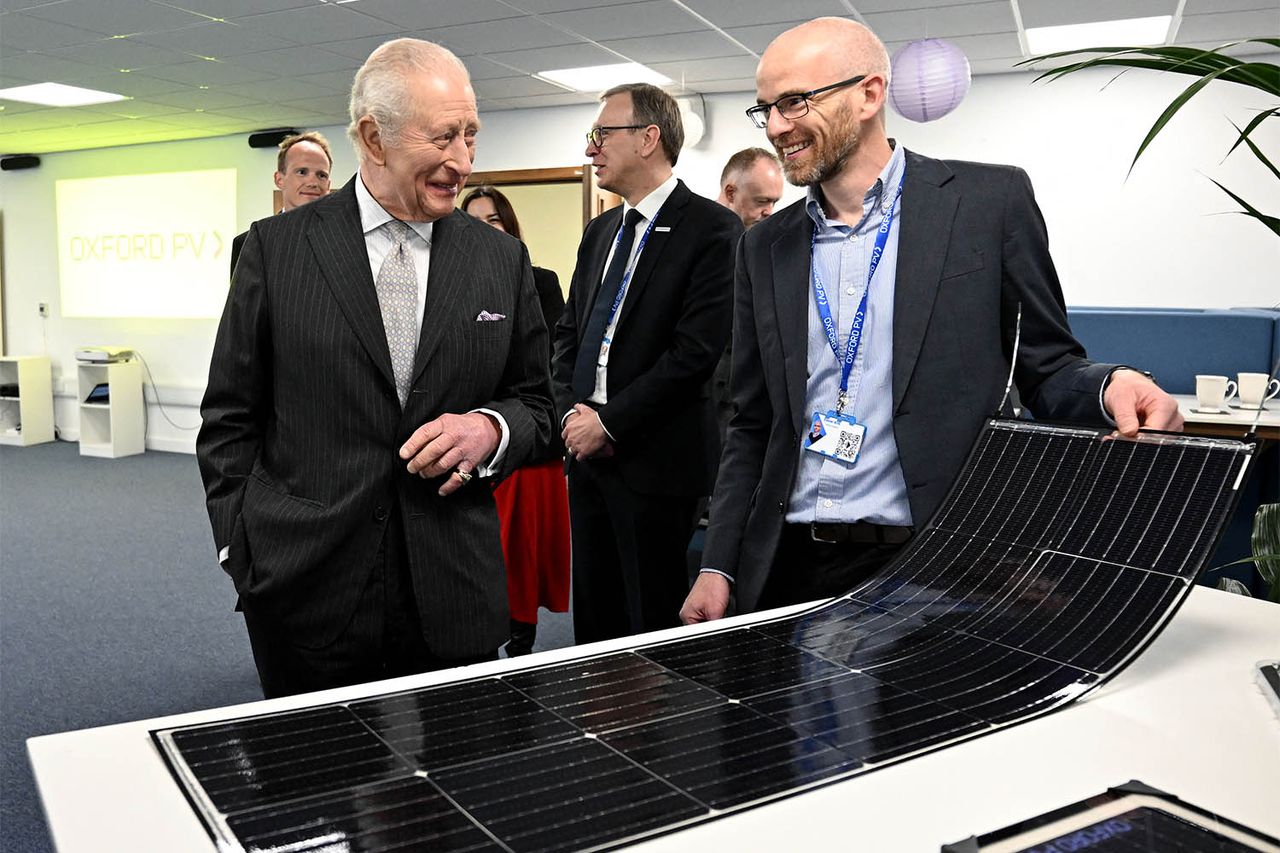 King Charles visits Oxford PhotovoltaicsCredit: Kate Green / POOL / AFP via Getty