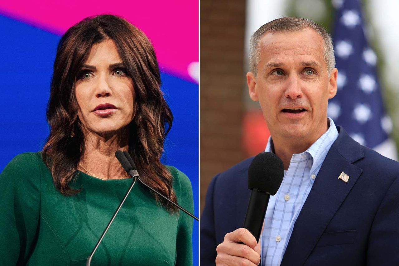Kristi Noem and Corey Lewandowski.Credit: Brandon Bell/Getty; David J. Griffin/Icon Sportswire