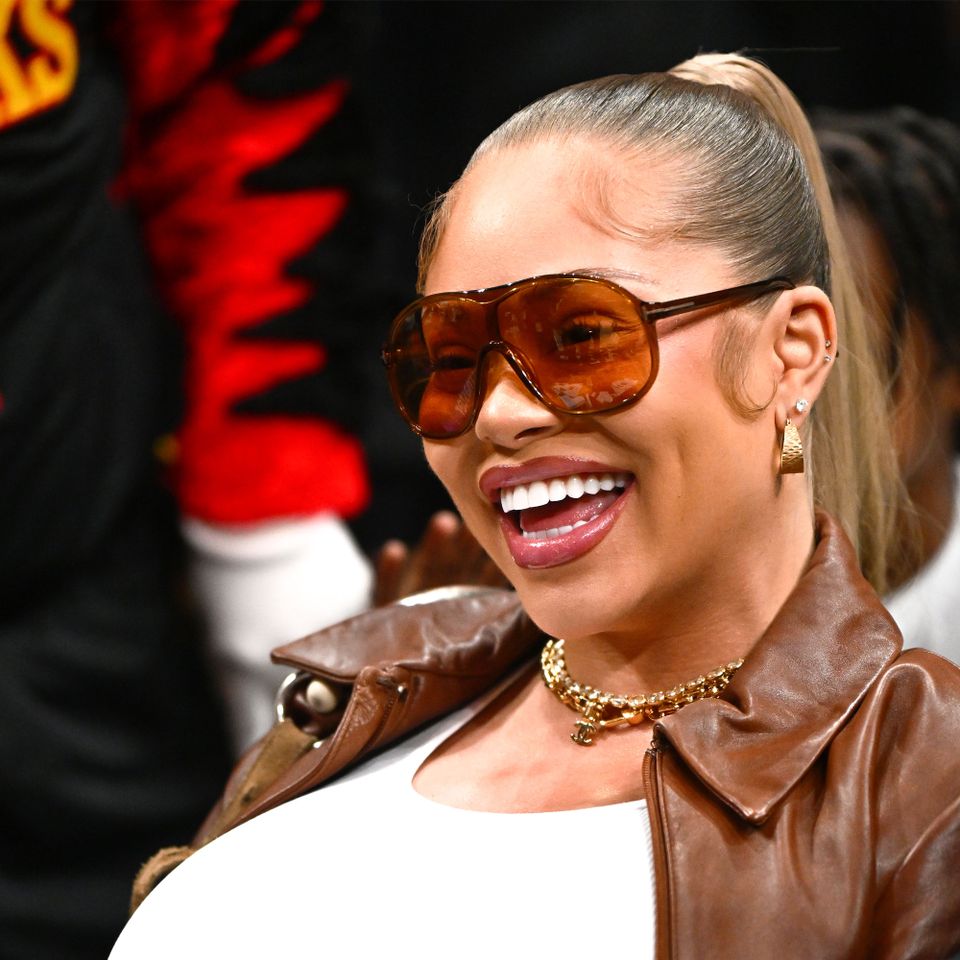 Rapper Latto attends the game between the Golden State Warriors and the Atlanta Hawks at State Farm Arena on March 21, 2026 in Atlanta, Georgia. LattoCredit: Paras Griffin/Getty