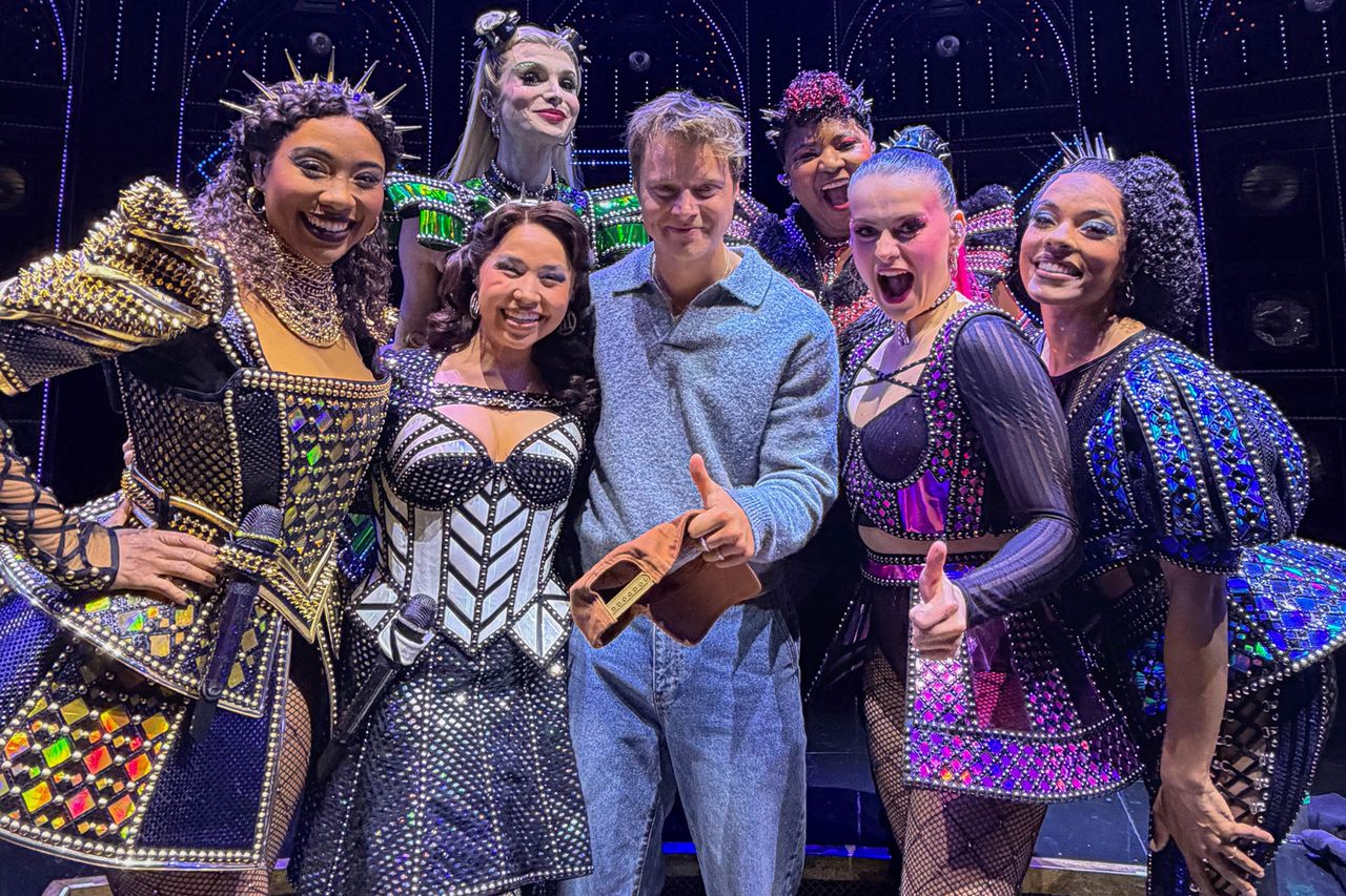 Rudy Pankow caught SIX on Broadway Adrianna Hicks, Jasmine Forsberg, Dylan Mulvaney, Rudy Pankow, Olivia Donalson, Abigail Barlow and Anna UzeleCredit: Langley Hayman