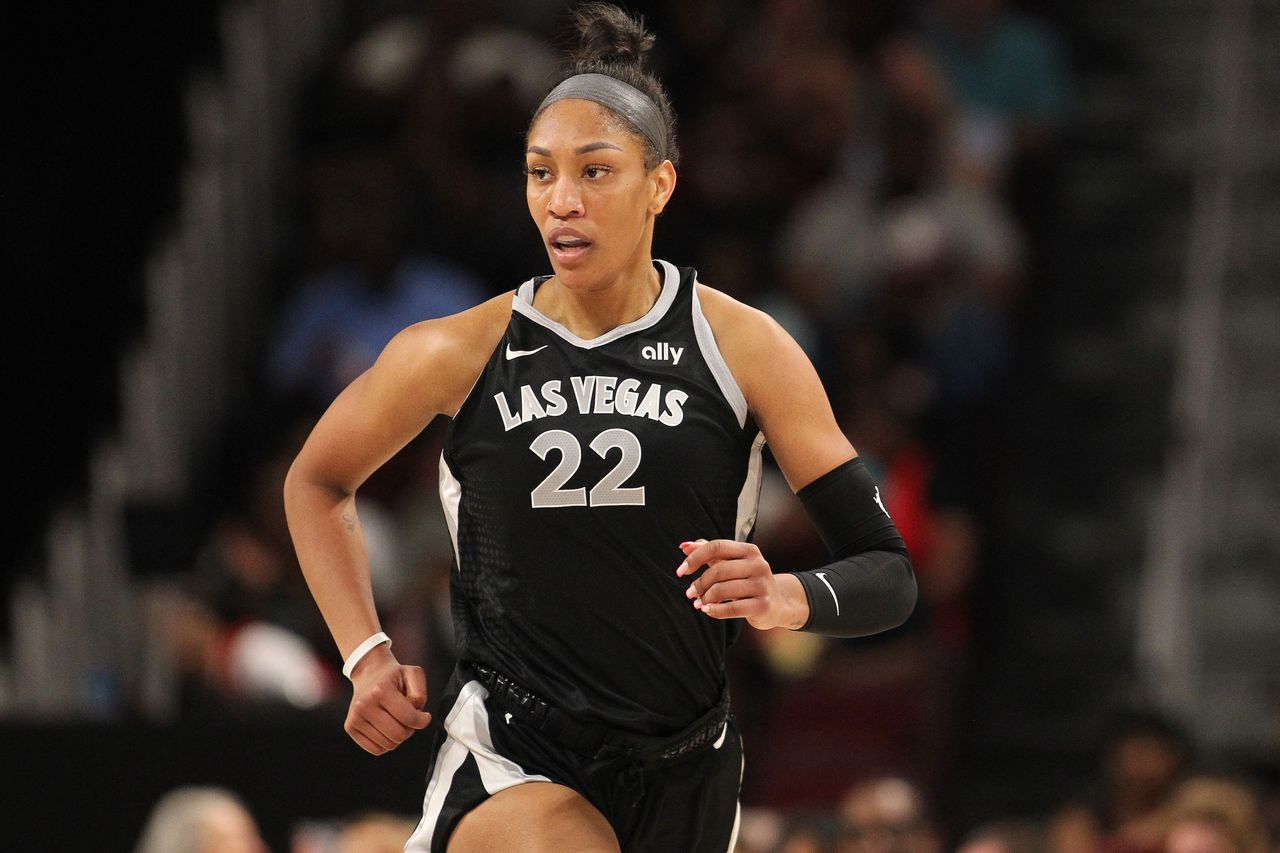 A'ja Wilson #22 of the Las Vegas Aces.Credit: Travis Bell/NBAE/Getty