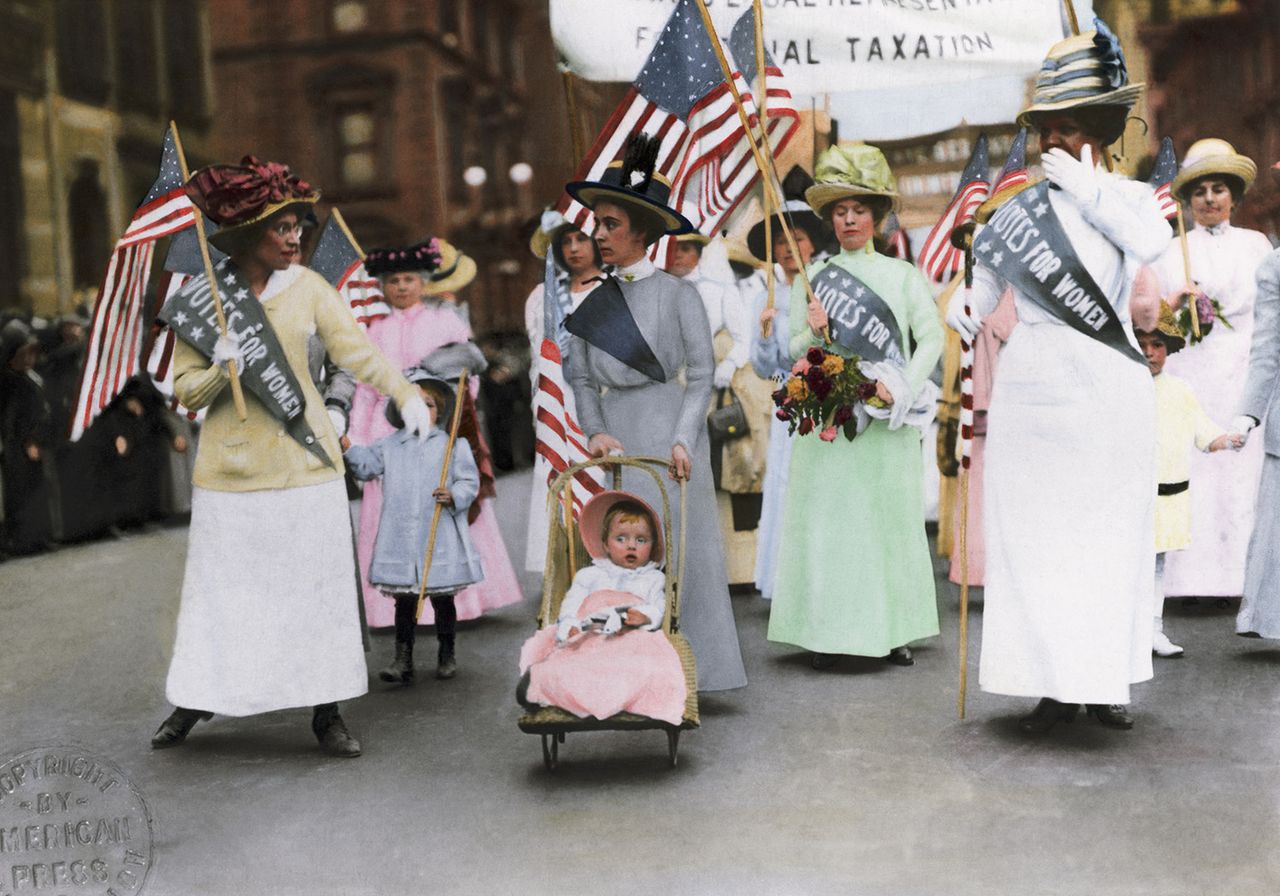 An American suffragette parade takes place in N.Y.C. in May 1912Credit: Getty Images