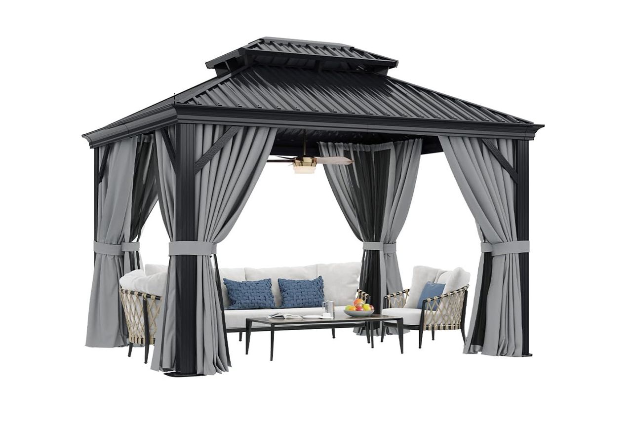 Aoxun 10' X 12' Hardtop Gazebo with Drainage System, Aluminum Outdoor Gazebo Credit: Amazon