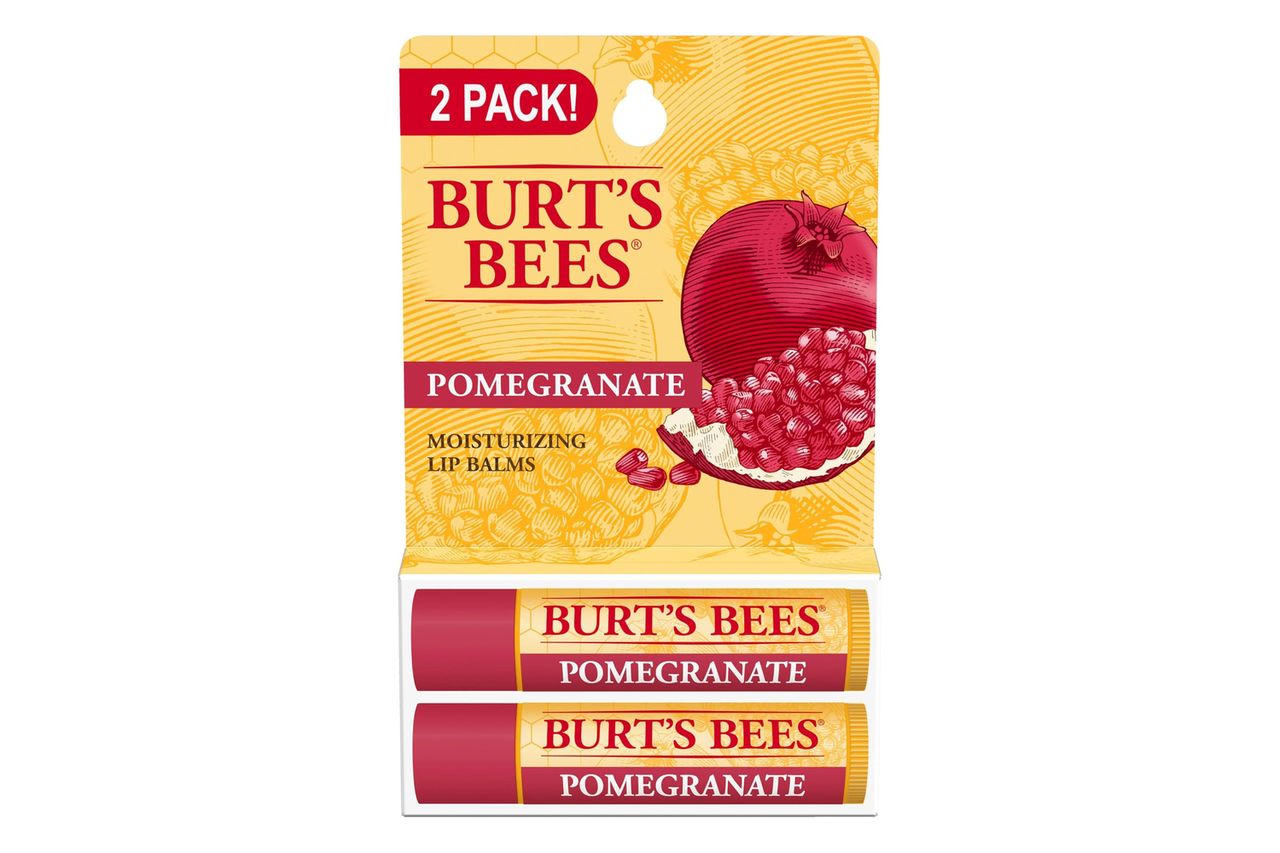 Burt's Bees Lip Balm - Pomegranate, Lip Moisturizer With Responsibly Sourced Beeswax, Natural Origin Conditioning Treatment, 2 Tubes, 0.15 oz. Credit: Amazon