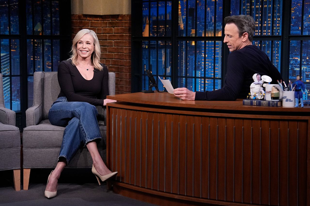 Chelsea Handler and Seth Meyers.Credit: Lloyd Bishop/NBC via Getty