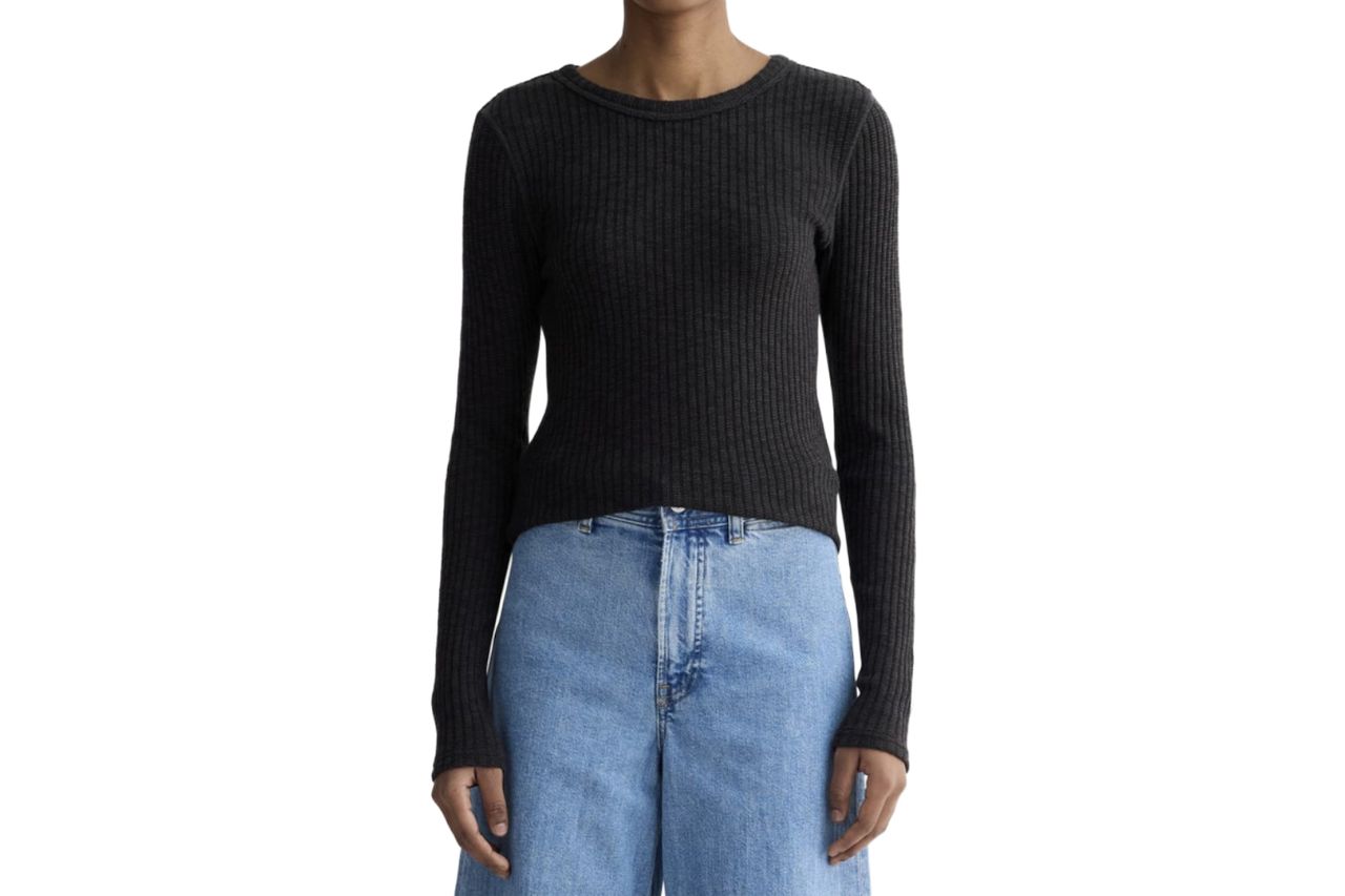 The Cozy Rib Long-Sleeve Tee | Black Credit: Everlane