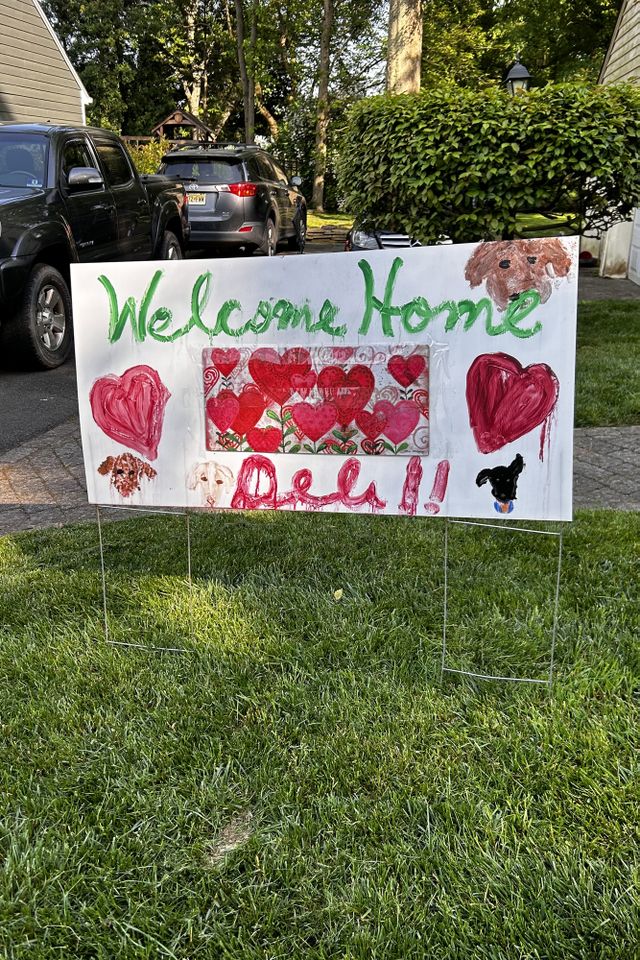 Debi Weiss, Welcome Home sign A supportive sign for Debi Weiss.Credit: Atlantic Health