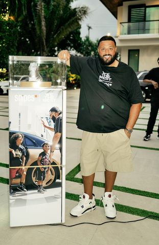 DJ Khaled, legendary sneaker collector, music connoisseur and SNIPES Chief Creative Officer, unboxes a fully customized IMBOX system at his Miami home DJ Khaled.Credit: SNIPES USA