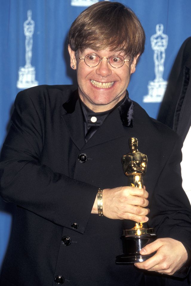 Elton John holds the Oscar for Best Original Song during the 67th Academy Awards at the Shrine Auditorium in L.A. on March 27, 1995Credit: Jim Smeal/WireImage