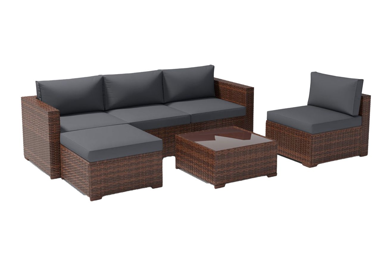 Eudy Wicker 4 - Person Modular Patio Conversation Sets with Cushions Credit: Wayfair
