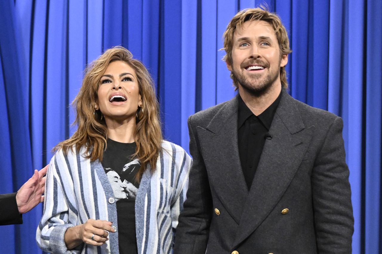 Eva Mendes and actor Ryan Gosling on the 'Tonight Show Starring Jimmy Fallon'Credit: Todd Owyoung/NBC via Getty