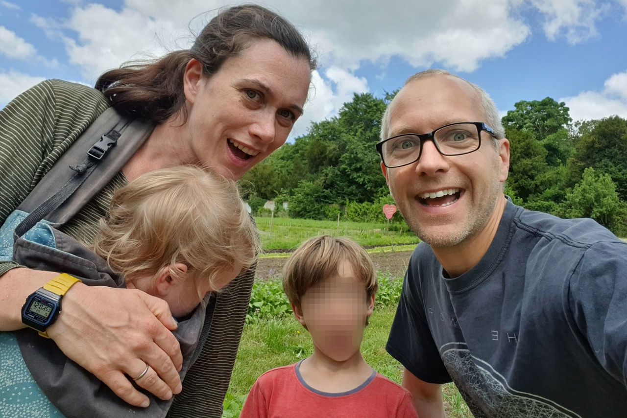 Helen Christopher (left) and her husband, Nick Christopher (right), with their two children.Credit: Kennedy News & Media
