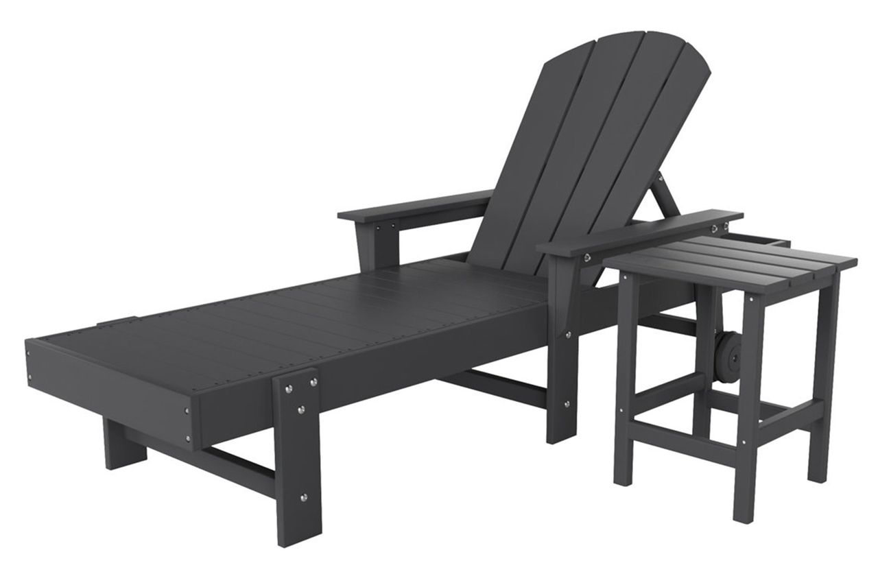 Juengel Outdoor Chaise Lounge with Table By Highland Dunes Credit: Wayfair
