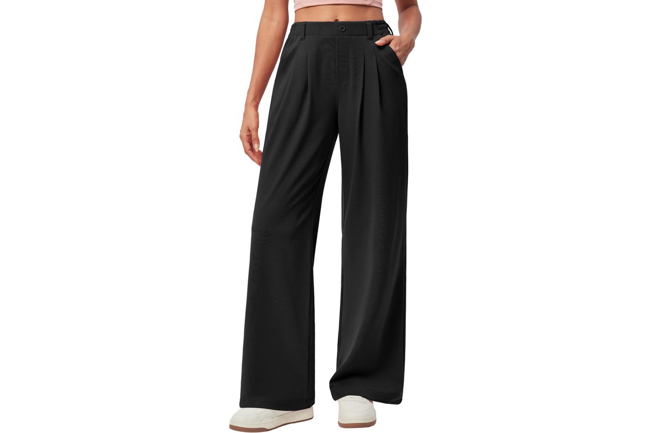 IUGA Wide Leg Pants Woman Pull on Stretchy Work Dress Pants High Waisted Business Casual Trousers Slacks Credit: Amazon