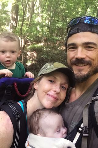 Joe Kent and his late wife Shannon with their two kids.Credit: Joe Kent/Instagram