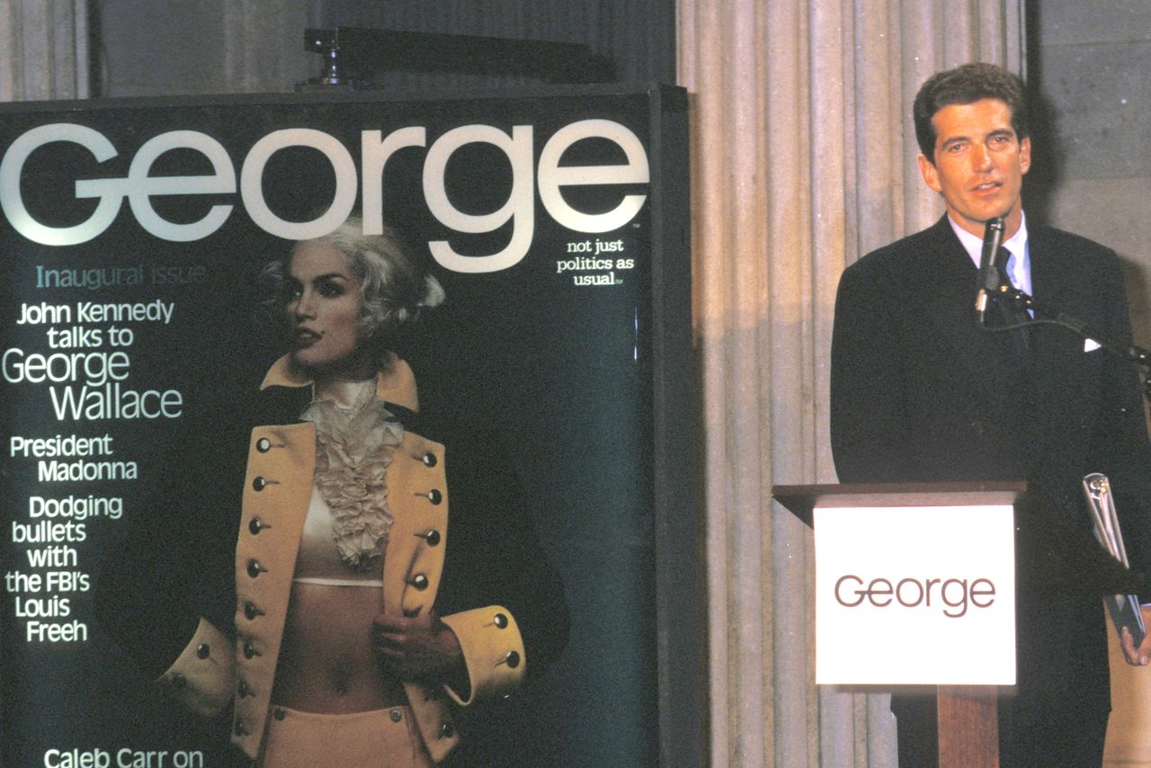 John F. Kennedy Jr. at the Press Conference for George Magazine on September 7, 1995 in New York City. John F. Kennedy Jr. at the Press Conference for George Magazine on September 7, 1995 in New York City.Credit: Ron Galella Collection via Getty