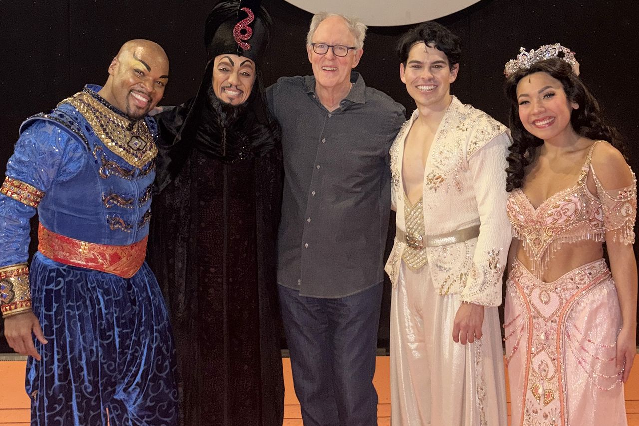 John Lithgow paid a visit to the ALADDIN on Broadway John Lithgow with Aladdin castCredit: Courtesy