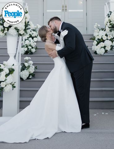 New York Jets' Josh Myers Marries Erika Nowak in 'Classic' Wisconsin Wedding (Exclusive) Erika Nowak and Josh Myers kissing during their wedding ceremonyCredit: Teri Ziegler Photography