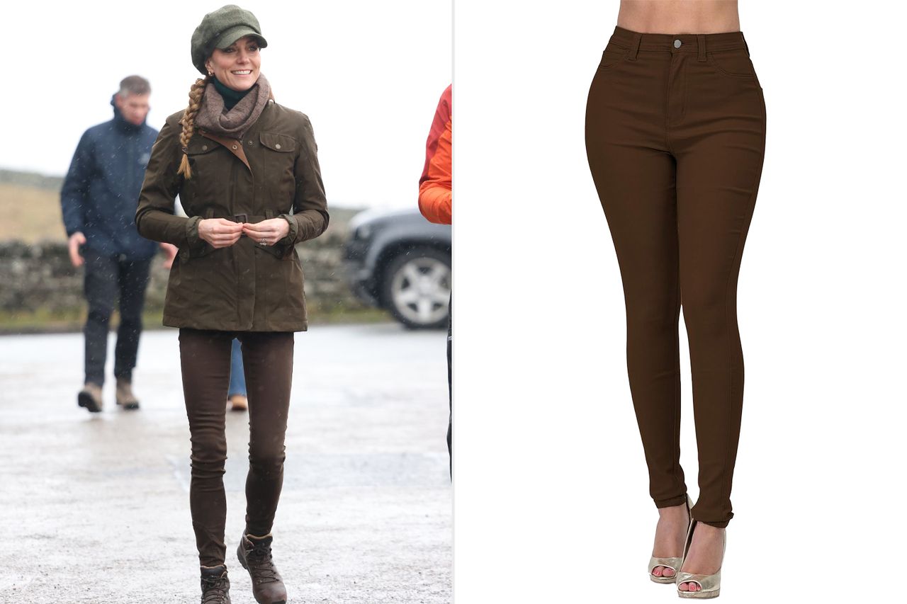 Catherine, Princess of Wales joins Mind Over Mountains collaged with LOVER BRAND FASHION Distressed Jeans Credit: Ian Vogler - WPA Pool/Getty Images; Amazon