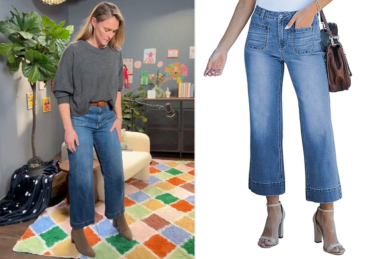 Kylie Kelce, Jeans Credit: Not Gonna Lie with Kylie Kelce/Instagram; Amazon